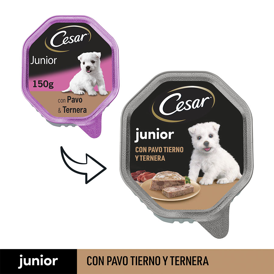 Lata Cesar puppy pavo y ternera 150 gr para cachorro image number null
